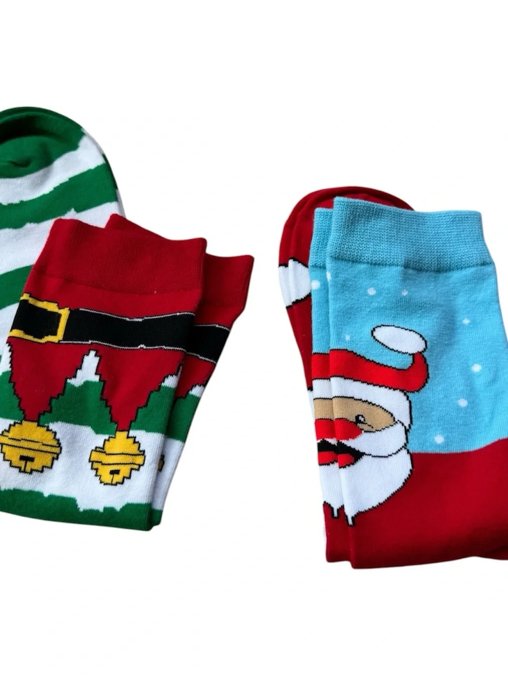 Holiday Pattern unisex Crew Socks - Santa and Elf